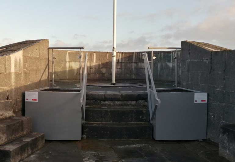 Acknowledgements-on-the-battlements-steps Conservation and Safety Works completed at Athlone Castle