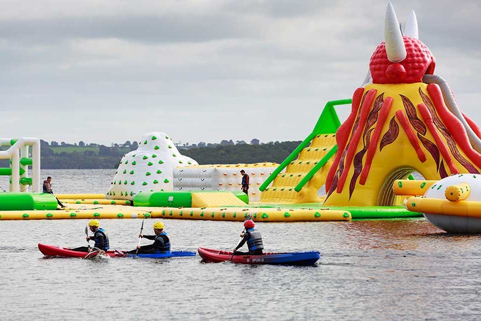 Baysports is home to Ireland's largest inflatable waterpark. Enjoying many types of water sports on Lough Ree including kayaking, canoeing and inflatable waterpark fun!