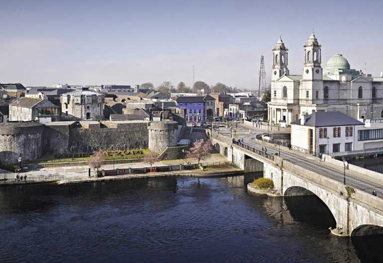 view-castle-church-luan Athlone bridge and castle