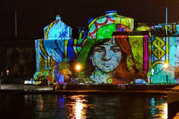 Herstory Light Show illuminating Athlone Castle