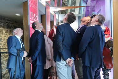 Some guests at Athlone Castle Visitor Centre discover the mirrored ceilings above the models in our People of the Siege Exhibition.