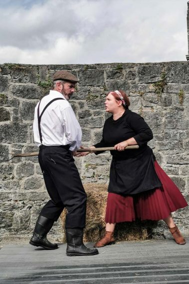 Two actors on stage during a performance held at Athlone Castle Visitor Centre