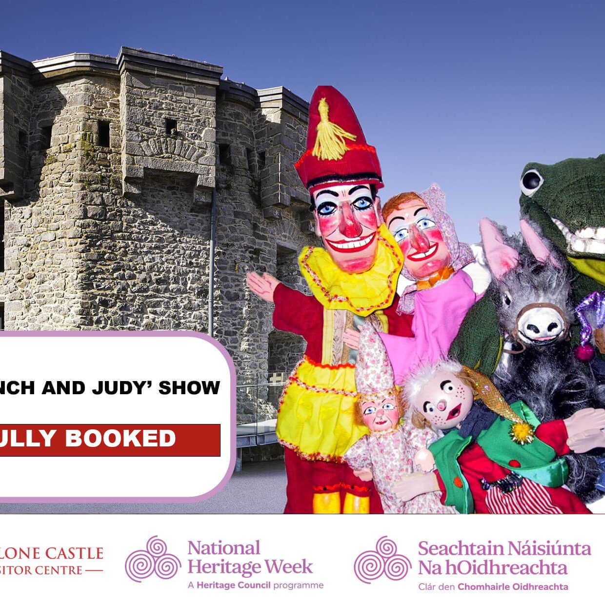 HW-Punch-and-Judy-booked-out Custard Pie Puppet Show at Athlone Castle for Heritage Week is Fully Booked!
