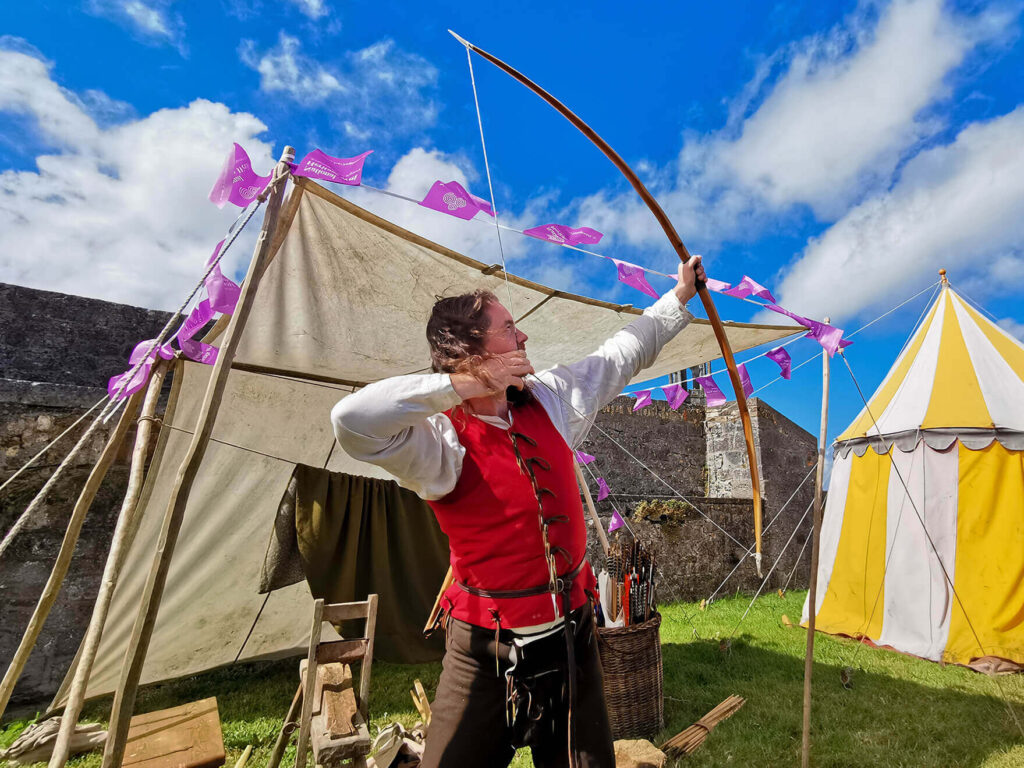 Jack-Pinson-at-Athlone-Castle-19th-August-2022 Jack Pinson of Living Longbows demonstrating bow making techniques at Athlone Castle Visitor Centre's Open Day for Heritage Week Storm The Castle.